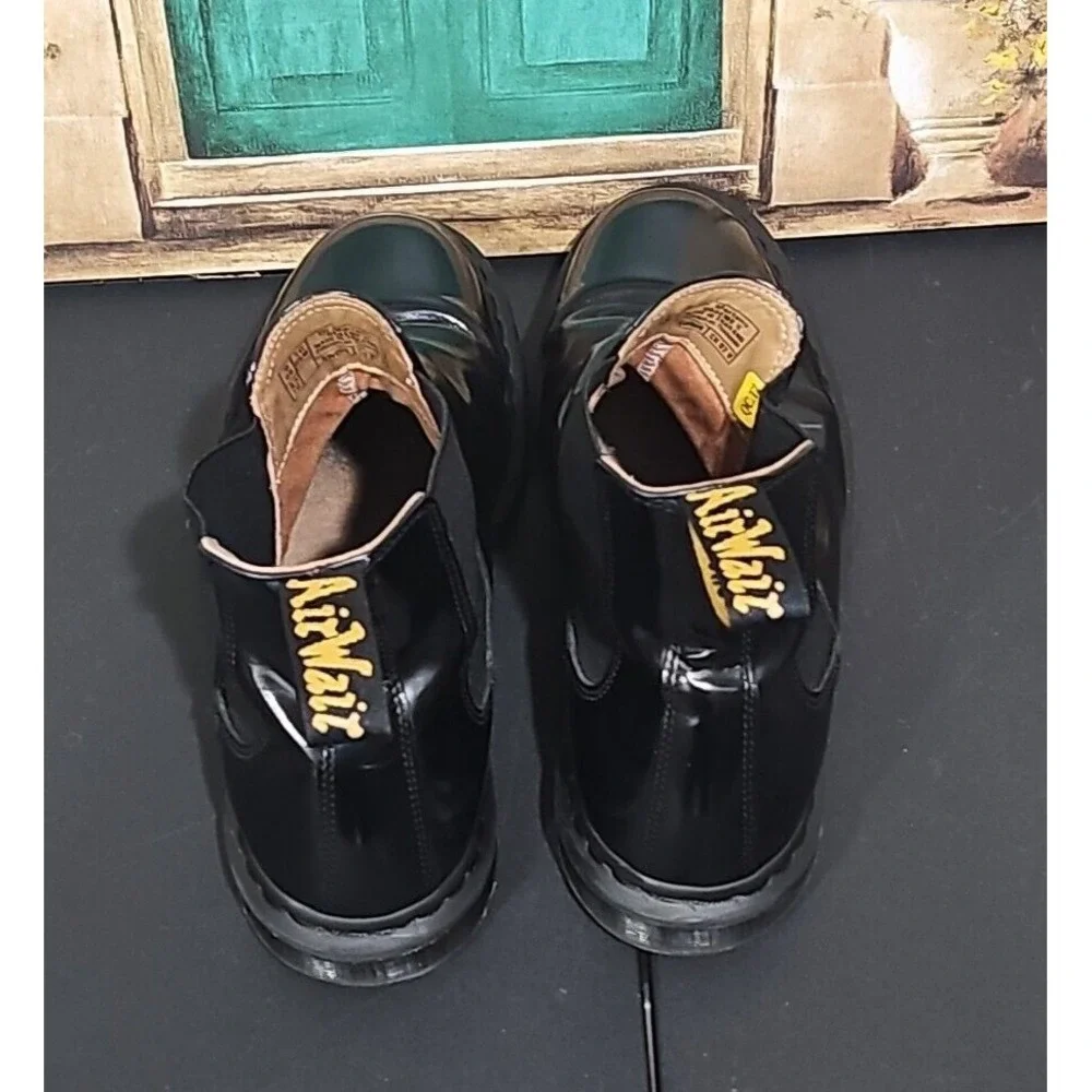 Dr. Martens Graeme II Black Polished Leather Chelsea Mens Size 10 M Ankle Boots